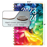 HARDCOVER Academic Year 2023-2024 Planner: (June 2023 Through July 2024) 5.5"x8" Daily Weekly Monthly Planner Yearly Agenda. Bookmark, Pocket Folder and Sticky Note Set (Rainbow Petals)