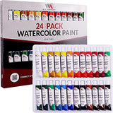 WA Portman 24 pk Watercolor Paint Set - 12ml Liquid Watercolors for Artists - Watercolor Set of 24 Vibrant Paint Colors - Watercolor Paints in Tubes - Watercolor Paint Tubes Set of 24 - Water Paints