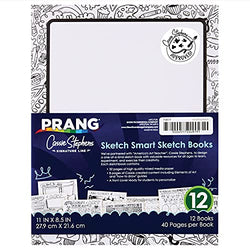 Prang Sketch Smart Sketch Book P4819, White, 11" x 8.5", 40 Sheets, 12 Books