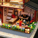 Cool Beans Boutique Miniature DIY Dollhouse Kit - Wooden Asian Dollhouse Traditional Home - with Dust Cover - Architecture Model kit (English Manual) (Asian Traditional Home)