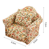 yuye-xthriv Miniature Sofa Props Decoration Wooden Scale 1:12 Country Style Floral Pattern Doll House Sofa Model for Decor B