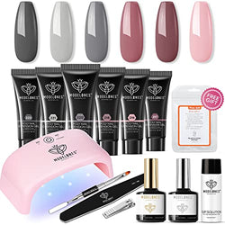 Modelones Poly Nail Extension Gel Kit – 6 Colors Nude Gray Pink Poly Nail Gel All-in-one Kit with 20W Nail Lamp Upgraded Quick Dry for Nail Art Starter French Trendy Manicure DIY at Home Beauty Gift