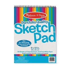 Melissa & Doug Sketch Pad 9” by 12”, Arts & Crafts, Fade-Resistant, Acid-Free White Paper, 50