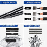 Adkwse Sketch Pencils Set, Art Supplies, Drawing Set, Graphite and Charcoal Pencils, 100 Page Drawing Pad and Kneaded Eraser, Art Kit and Supplies for Kids, Teens and Adults, Sketch Set