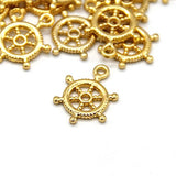 CrazyPiercing 20 Pcs Ship Wheel Charms captain nautical for Crafting and Jewelry-making (Gold