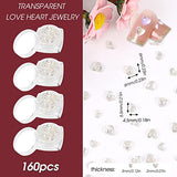 200 Pcs Heart Nail Art Charms,3D Nail Heart Rhinestone Mixed Size Crystal Nail Love Heart Gems for Acrylic Nail Art Supplies DIY Manicure Nail Decoration Accessories(Pearlescent Champagne)