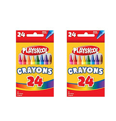 Set of 2 Boxes Playskool 24 Count Each Box Bright Colors Crayons