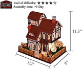Rylai Architecture Model Building Kits with Furniture LED Music Box Miniature Wooden Dollhouse Flower Town Series 3D Puzzle Challenge
