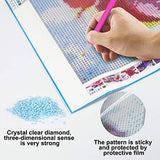 5D Diamond Painting Kits for Adults DIY Gem Round Full Drill Arts Craft Home Wall Decor for Bathroom, Bedroom, Office, Gift (Rose)
