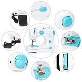 Mini Sewing Machine Portable Electric Crafting Mending Machine with 12 Built-in Stitches Double Thread and Speed for Beginner Blue