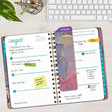 HARDCOVER Academic Year 2023-2024 Planner: (June 2023 Through July 2024) 5.5"x8" Daily Weekly Monthly Planner Yearly Agenda. Bookmark, Pocket Folder and Sticky Note Set (Pink Purple Marble)