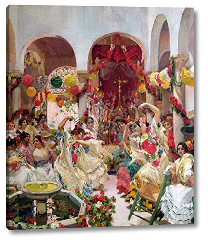 Seville, The Dance by Joaquin Sorolla y Bastida - 19" x 22" Gallery Wrap Giclee Canvas Print - Ready to Hang