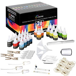 Tie Dye Kit | Fabric Dye | DIY Kits Value Pack for Girls Kids Adults- 26 Large (60ML) Tie Dye Powder Colors Bonus Powder Colors Refill, Spray Heads, Fabric Markers, and More Tye Dye Party Supply Kits