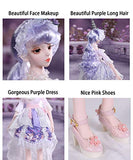 Aongneer BJD Dolls 1/3 Doll 24 Inch 34 Ball Joints Doll DIY Toy Gift for Children Rotatable Joints Lifelike Pose with Soft Purple Wig Gorgeous Dress Nice Shoes Beautiful Makeup for Birthday- Mary