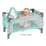 Adora Baby Doll Crib Zig Zag Deluxe Pack N Play, Fits Dolls up to 20 inches, Bed/Playpen/Crib, Changing Table, Mobile with 3 Clouds and Storage Bag