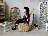 Miniature Rocker Chair 1:6 Scale Handmade Wicker Furniture Hanging 12-inch Doll