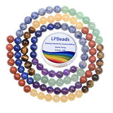 LPBeads 100PCS 8mm Natural Mixed Chakra Beads Round Loose Gemstone for Jewelry Making with Crystal Stretch Cord
