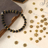FEBSNOW Spacer Beads Caps, About 160Pcs Antique Gold Flower Beads Caps Bali Style Jewelry Making Metal Bead Caps for DIY Bracelet Necklace Earrings Making