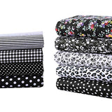 9 Pieces 19.5" x 19.5" 100% Cotton Fabric Black Fat Quarters Fabric Bundles, Pre-Cut Floral Print Quilting Squares for DIY Sewing Scrapbooking Crafting Artcraft