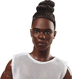 Barbie Signature Looks Ken Doll (Brunette with Braids & Bun Hairstyle) Fully Posable Fashion Doll Wearing White Shirt & Pants, Gift for Collectors