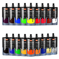Acrylic Paint Set of 18 Expert Colors 120 ml 4.06 oz Pouch,Non Fading and Non Toxic Vibrant Colors Rich Pigment Acrylic Paint,Nice Gift for Artists, Hobby Painters & Art Students