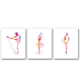 Unframed Ballerina Art Print Elegant Ballet Girls Art Painting, Set of 3（8''x10''） Canvas Dancer Poster Picture for Beautiful Girls or Women Room Decor