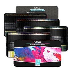 160 Watercolor Pencils Set, FLOWood Art Supplies, Soft Core Professional Water Colored Pencils for Adult Coloring, Color Pencils Ideal for Drawing, Coloring in Iron Box