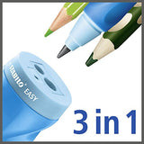 Easysharpener Sharpener with Container for Right-Handers 3 Sharpening Holes Blue