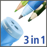 Stabilo Easysharpener Sharpener With Container For Left-handers 3 Sharpening Holes Blue