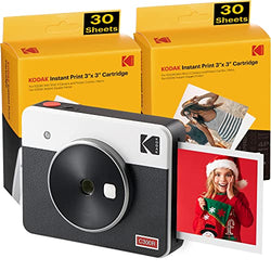 Kodak Mini Shot 3 Retro (60 Sheets) 3x3 2-in-1 Portable Wireless Instant Camera & Photo Printer, Compatible with iOS, Android & Bluetooth, Real Photo HD, 4PASS Technology & Laminated Finish – White