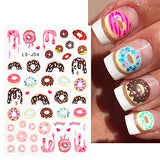 JMEOWIO 10 Sheets Cute Nail Stickers For Kids Nail Art Stickers Decals Self-Adhesive Pegatinas Uñas Cake Donut Nail Supplies Nail Art Design Decoration Accessories