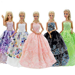 GIETIOS 5Pcs Handmade Clothes Dress for Barbie Doll Wedding Party Dresses Gown Outfit Costume Suit for 11.5 inch Dolls Random Style