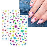 JMEOWIO 10 Sheets Spring Flower Nail Art Stickers Decals Self-Adhesive Pegatinas Uñas Summer Sunflower Leaves Nail Supplies Nail Art Design Decoration Accessories