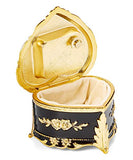 Black & Gold Heart Shaped Musical Jewelry Box playing Waltz of the Flowers