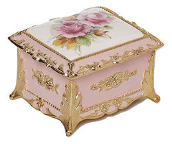 Classic Floral Rectangular Shaped Musical Jewelry Box playing Unforgettable