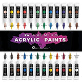 Castle Art Supplies Acrylic Paint Set for Beginners, Students or Artists, 12 ml Tube, Set of 24 Vivid Unique Colors