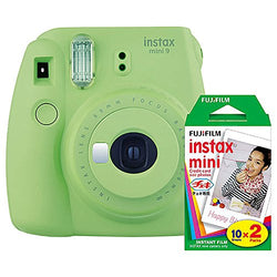 Fujifilm Instax Mini 9 (Lime Green) Instant Camera with Mini Film Twin Pack