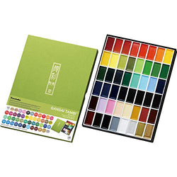 Kuretake GANSAI TAMBI Watercolor paints, Handcrafted, Professional-Quality Pigment Inks for Artists and Crafters, AP-Certified, Blendable, Show up on Dark Papers, Made in Japan (48 Colors)