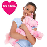 GirlZone Stuffed Pink Plush Unicorn for Girls, Large-18 Inches, Glitter Horn, Great Birthday Gift Idea