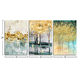Gardenia Art Modern Wall Decor 3 Piece Canvas Wall Art 16"x24" Abstract Green Blue Wall Artwork Wooden Framed for Dining Room Bedroom Kitchen Home Office Wall Decoration