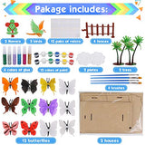 IAMGlobal Butterfly Painting Kit with Wooden House, DIY Arts and Crafts Set, 3D Painting Butterfly with Flower, Butterfly Modeling Craft Kit, Party Favors for Kids and Adults