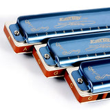 East top Harmonica Set of 3, 10 Hole Blues mouth organ set of 3 keys for Professional Player, Beginner, Students, Adults, Children, Kids, as Best Gift