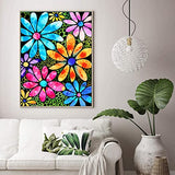 AIWO Diamond Painting Kits, Diamond Art for Adults & Kids, DIY 5D Round Full Drill Paint with Diamonds for Home Wall Decor - Colorful Flowers 12" X 16"