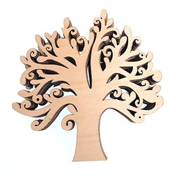 RayLineDo 10pcs Tree Shaped Hollow Design Wooden Embellishments 120MM for Crafting and Decoration