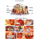Colcolo DIY 3D Miniature Dollhouse Kit, Christmas Dolls House with Furniture Light, Kids Educational Toys Gifts