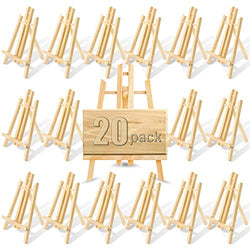 Wood Easels, Easel Stand for Painting Canvases, Art, and Crafts. (11.8 inch, 20 Pack), Tripod, Painting Party Easel, Kids Student Table School Desktop, Portable Canvas Photo Picture Sign Holder.
