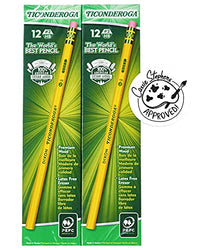 TICONDEROGA Pencils, Wood-Cased, Unsharpened, Graphite #2 HB Soft, Yellow, 96-Pack (13872)