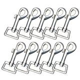10Pcs Metal Heavy Duty Lobster Claw Clasp Square Eye Nickel Plated 360° Rotatable Snap Hooks Multipurpose Pet Buckle Trigger Clip Dog Horse Lead Keychain Linking Collar 2.95"x0.98" (Silver)