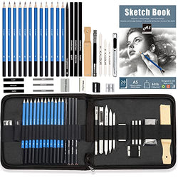 JOY SPOT! 42 pack drawing sketch kit, pencil art set with 2 big