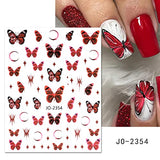 6 Sheets Butterfly Nail Stickers, 3D Black Butterfly Rose Moon Starlight Nail Stickers for Nail Art, Self-Adhesive Butterflies Decals DIY Women Nail Decoration